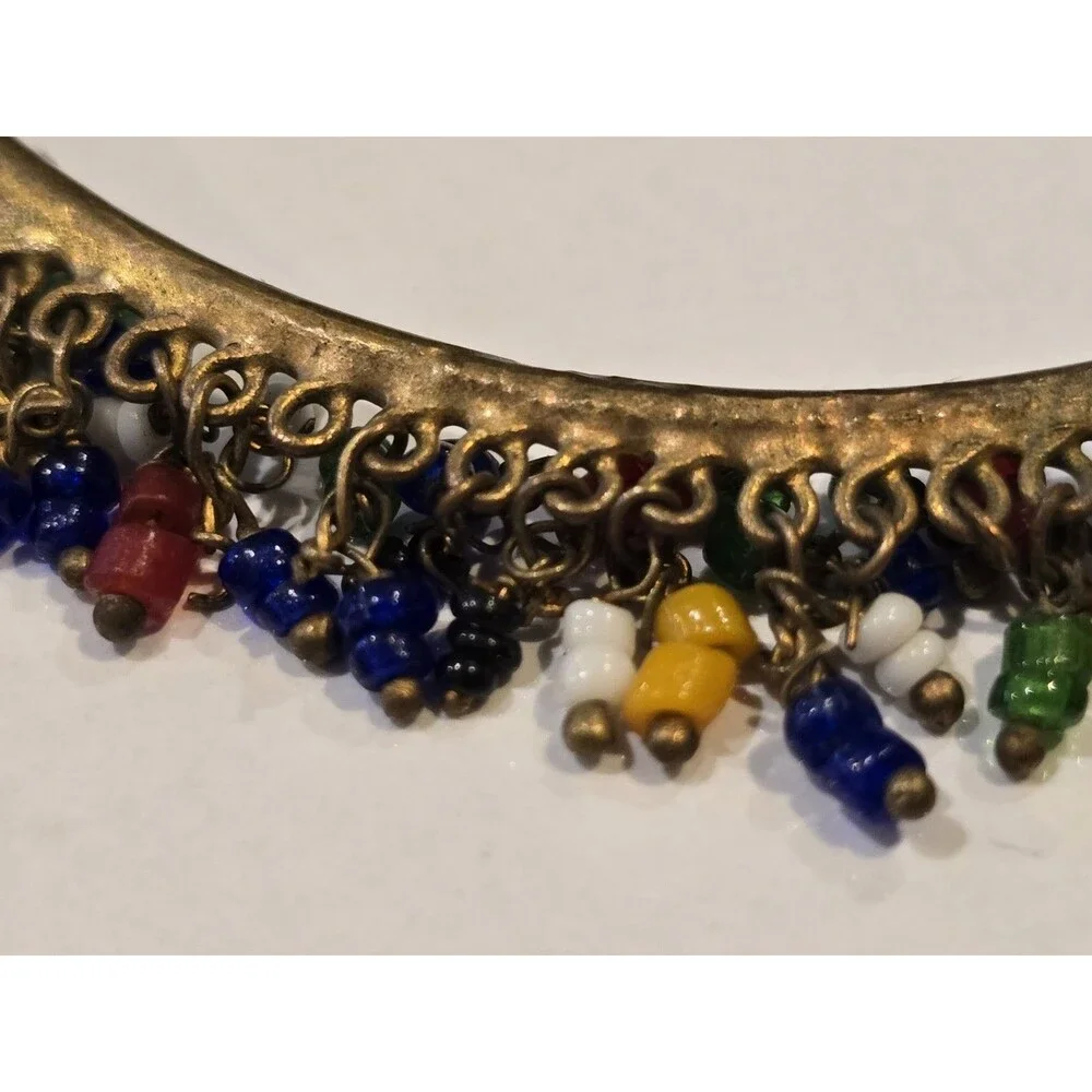 Boho Colorful Beaded Fringe Bangle Bracelet Brass Seed Bead Dangle Festival READ